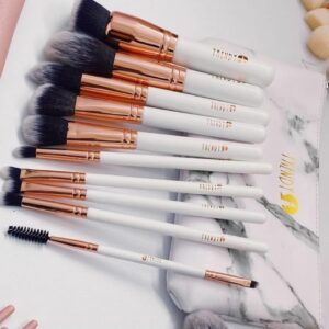 Kit de 10 Brochas Trendy Mármol + Cosmetiquera | Set profesional de maquillaje